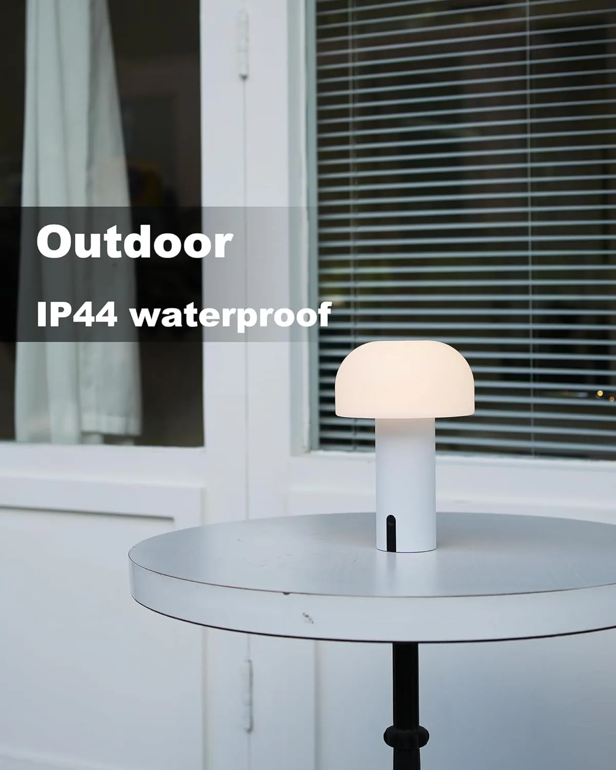 Cordless Mushroom Table Lamp, Waterproof Shower Lamp, Battery Operated Table Lamp Rechargeable, Touch Dimmable Night Light for Bedroom/Patio/Camping/Dinning/Outdoor (White)