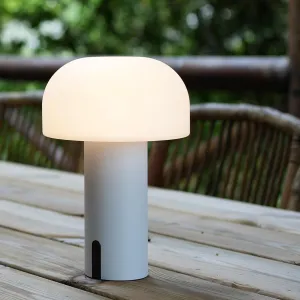 Cordless Mushroom Table Lamp, Waterproof Shower Lamp, Battery Operated Table Lamp Rechargeable, Touch Dimmable Night Light for Bedroom/Patio/Camping/Dinning/Outdoor (White)