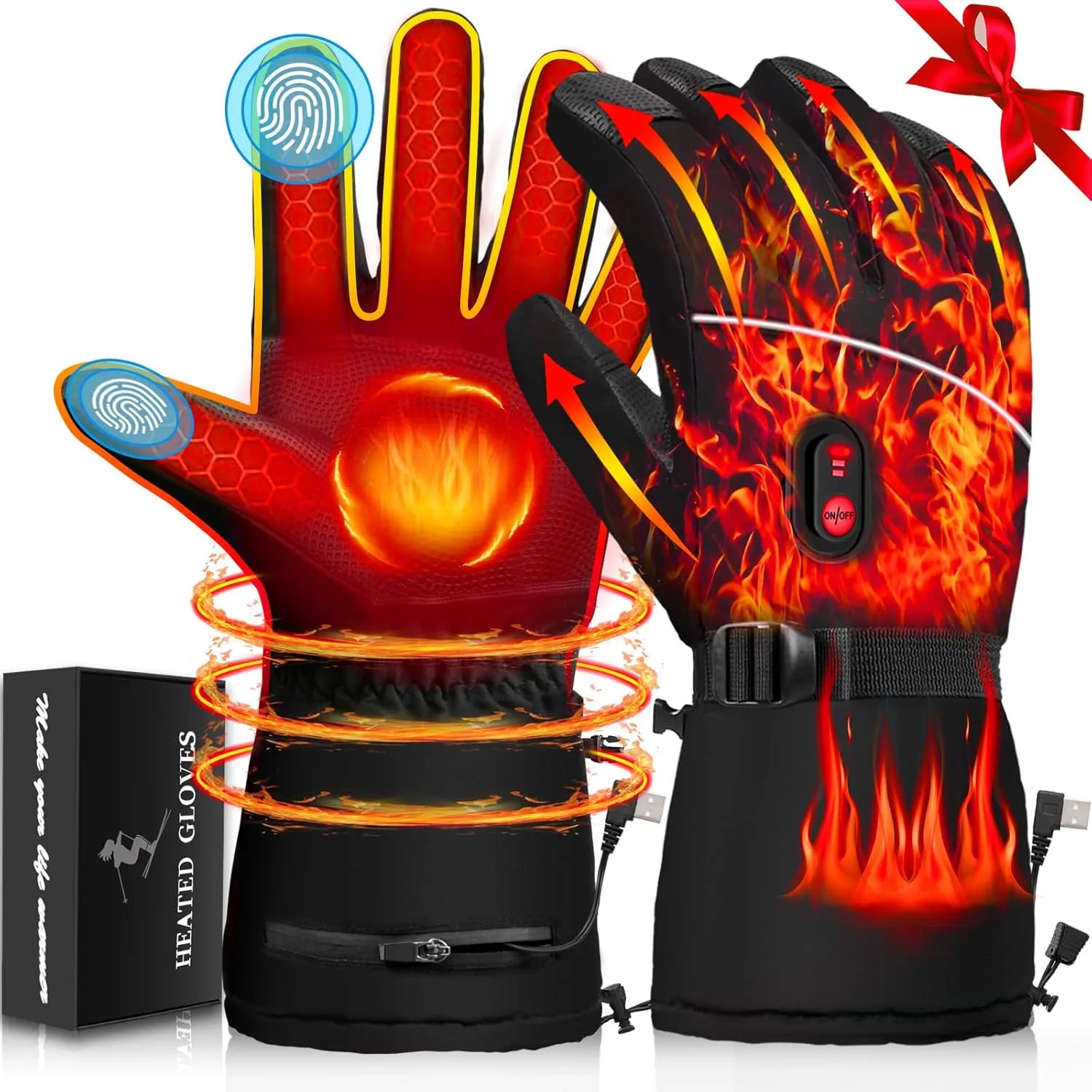 CosyHeat Electric Heated Touchscreen Warm Gloves for Men, Women - Battery Powered, Waterproof, Windproof - Ski, Camping, Cycling, Hiking, Working