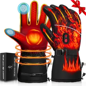 CosyHeat Electric Heated Touchscreen Warm Gloves for Men, Women - Battery Powered, Waterproof, Windproof - Ski, Camping, Cycling, Hiking, Working