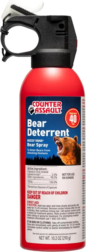 Counter Assault Bear Spray - 2% Capsaicin Bear Deterrent - Pepper Spray for Hiking, Camping, Hunting & More - 10.2 oz