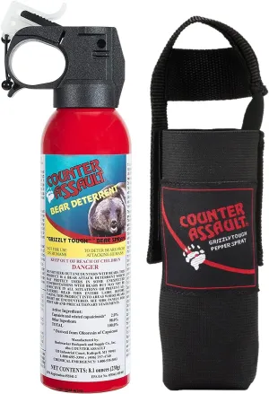 Counter Assault - EPA Certified, Maximum Strength & Distance Bear Repellent Spray - Hottest Formula Allowed by Law - Night Glow Locator & Tactical Holster Included (8.1 oz)