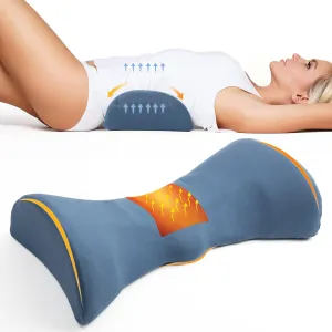 Cozyhealth Lumbar Support Pillow for Sleeping, Heated Lumbar Pillow with Graphene Heating for Lower Back Pain Relief, Memory Foam Lower Back Support Pillow Waist Cushion for Bed and Chair(Dark Blue)
