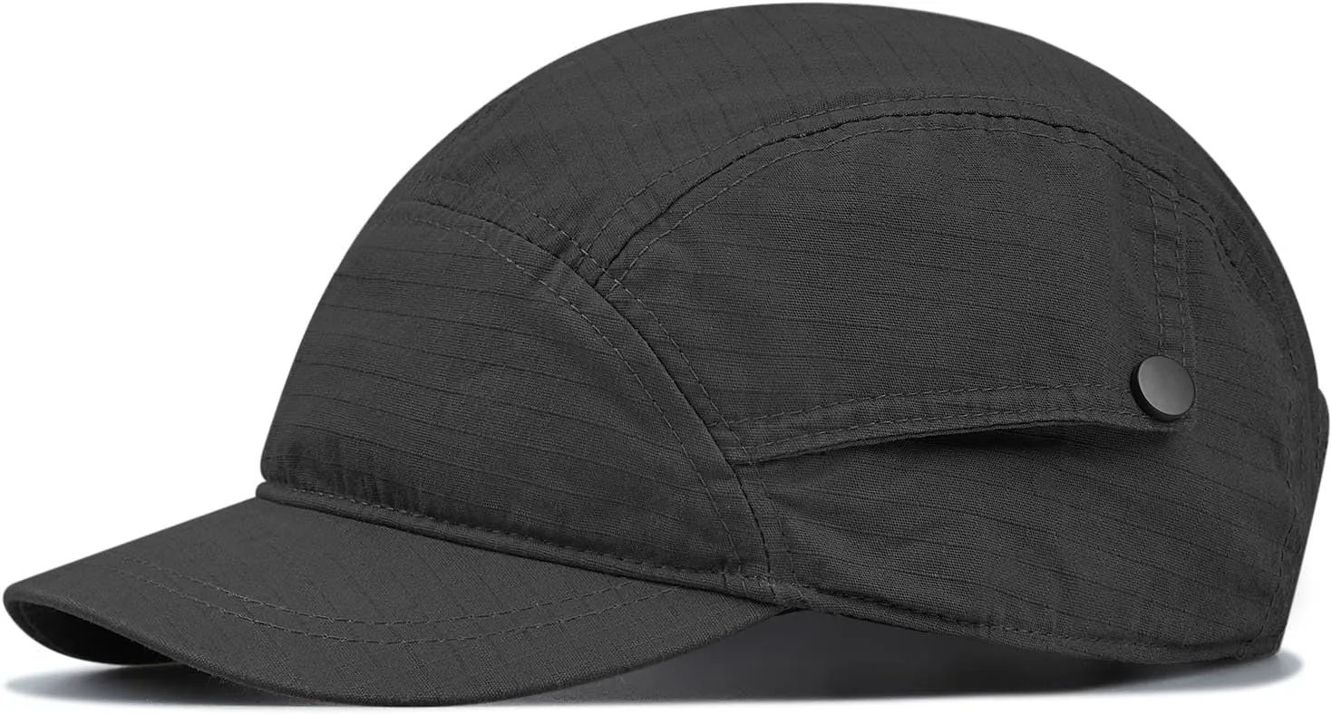Croogo Short Brim 5 Panel Baseball Cap Cooling Trucker Dad Cap Adjustable Strap Cadet Cap Curved Brim Snapback Hats for Daily