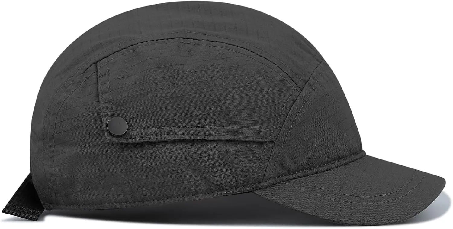 Croogo Short Brim 5 Panel Baseball Cap Cooling Trucker Dad Cap Adjustable Strap Cadet Cap Curved Brim Snapback Hats for Daily