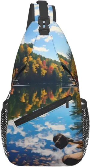 Cross Chest Bag Diagonally - Quality, Durable, and Spacious Shoulder Bag for Men and Women Forest Lakes of New Hampshire Prints