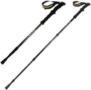 Crutch Trekking Poles Walking Anti Shock Sticks Carbon Super Light Three Sections Telescopic Sticks Travel Equipment (Color : Black)