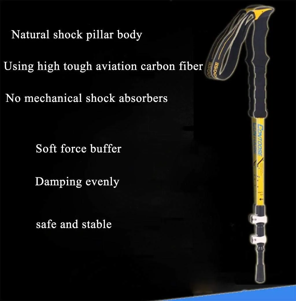 Crutch Trekking Poles Walking Anti Shock Sticks Carbon Super Light Three Sections Telescopic Sticks Travel Equipment (Color : Black)