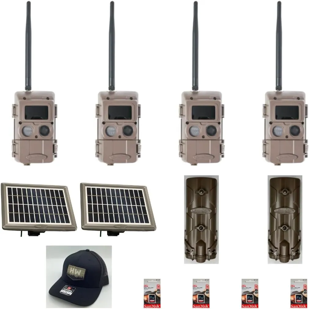 Cuddeback 4 Blackflash New L Series 2 Solar Power Banks PW-3600 2 Battery Power Banks Models P21-001 4 16GB SD Cards 1 Hat