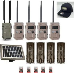 Cuddeback L Series Home Cellular Unit Powered by Verizon or AT&T with 4 L Series Remote Blackflash Cameras and Additional Power Sources and 1 Hunters Warehouse Hat New
