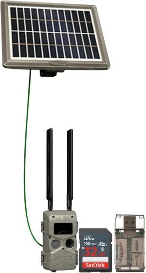 Cuddeback Tracks Cellular Low-Glow Camera - Remote Wildlife Monitoring & Surveillance Trail Cam for Hunters & Nature Enthusiasts Bundle with 32 GB Memory Card and Accessories (4 Items)