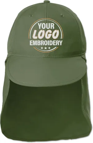 Custom Embroidered Sun Hat Ear&Neck Flap Adjustable UPF 30  UV Protection Hiking Safari Fishing Hats for Women and Men