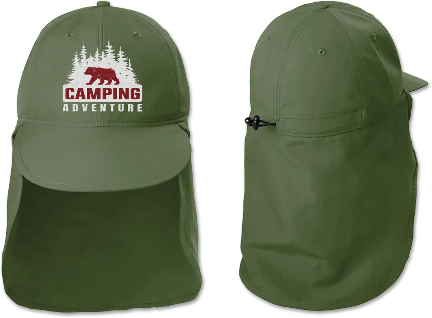 Custom Embroidered Sun Hat Ear&Neck Flap Adjustable UPF 30  UV Protection Hiking Safari Fishing Hats for Women and Men