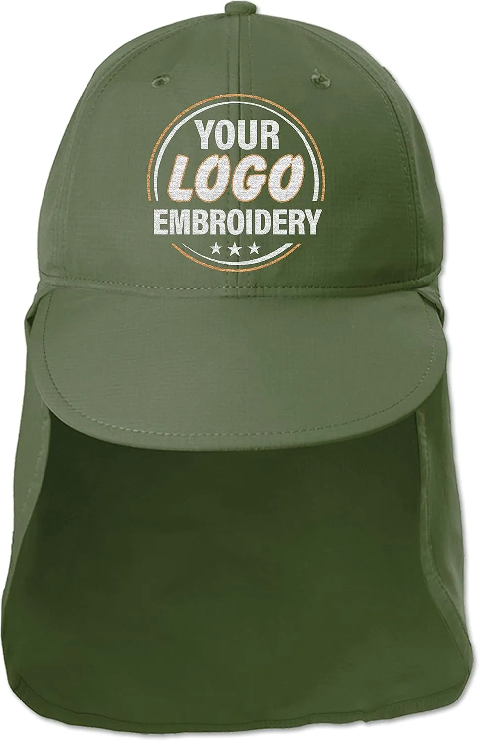 Custom Embroidered Sun Hat Ear&Neck Flap Adjustable UPF 30  UV Protection Hiking Safari Fishing Hats for Women and Men
