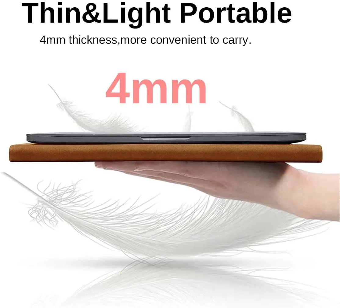 Custom Name Laptop Sleeve Case for MacBook Pro Air 13 14 15 16 11 12 inch M4 M3 M2 M1 Pro/Max Chip Retina A1534 A1278 A1286 Personalized Initials Engraved Surface Leather Bag Cover with Pouch, Brown