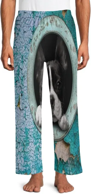 Cute Boston Terrier Men's Pajamas Pants Lightweight Lounge Bottom Sleepwear PJs S
