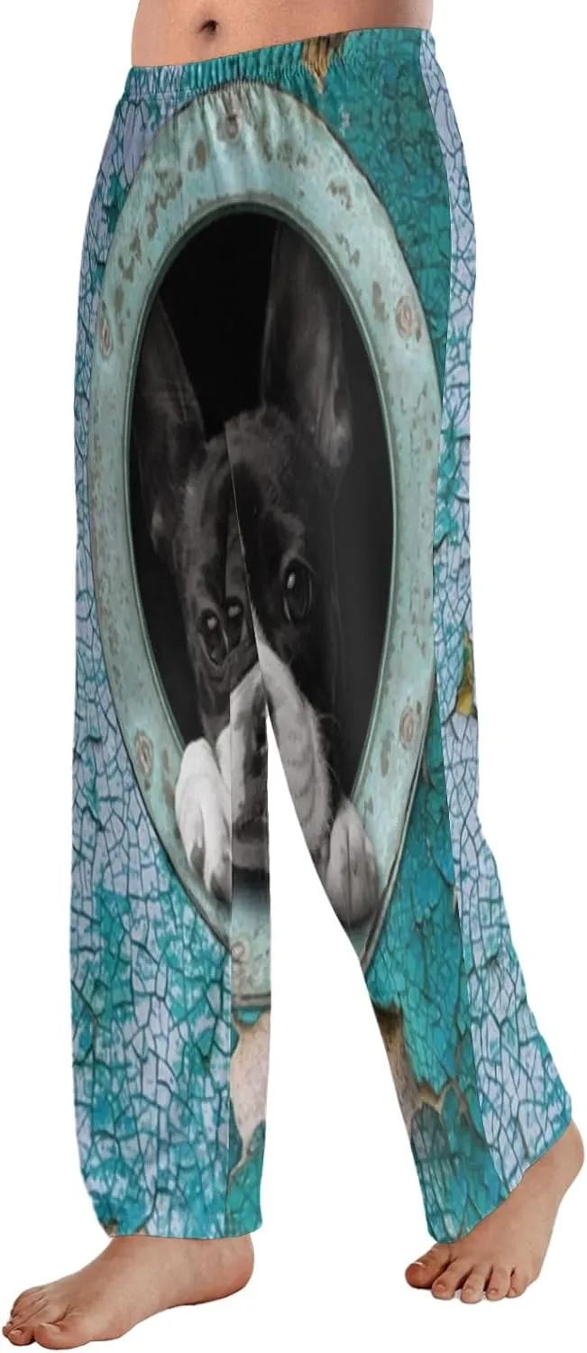 Cute Boston Terrier Men's Pajamas Pants Lightweight Lounge Bottom Sleepwear PJs S