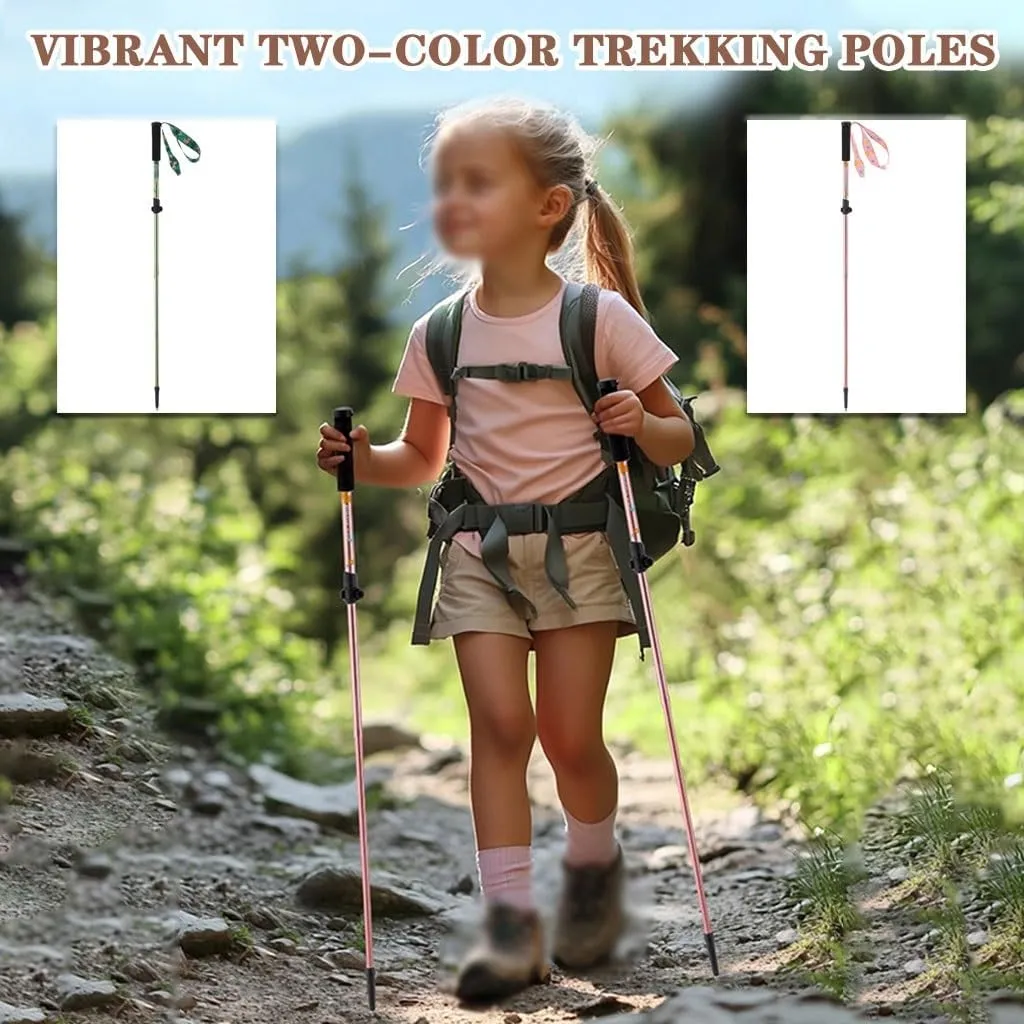 Cute Cartoon Trekking Poles, 3-Section Telescopic Climbing Equipment, Durable Aluminum Alloy Walking Stick, for Boys/Girls