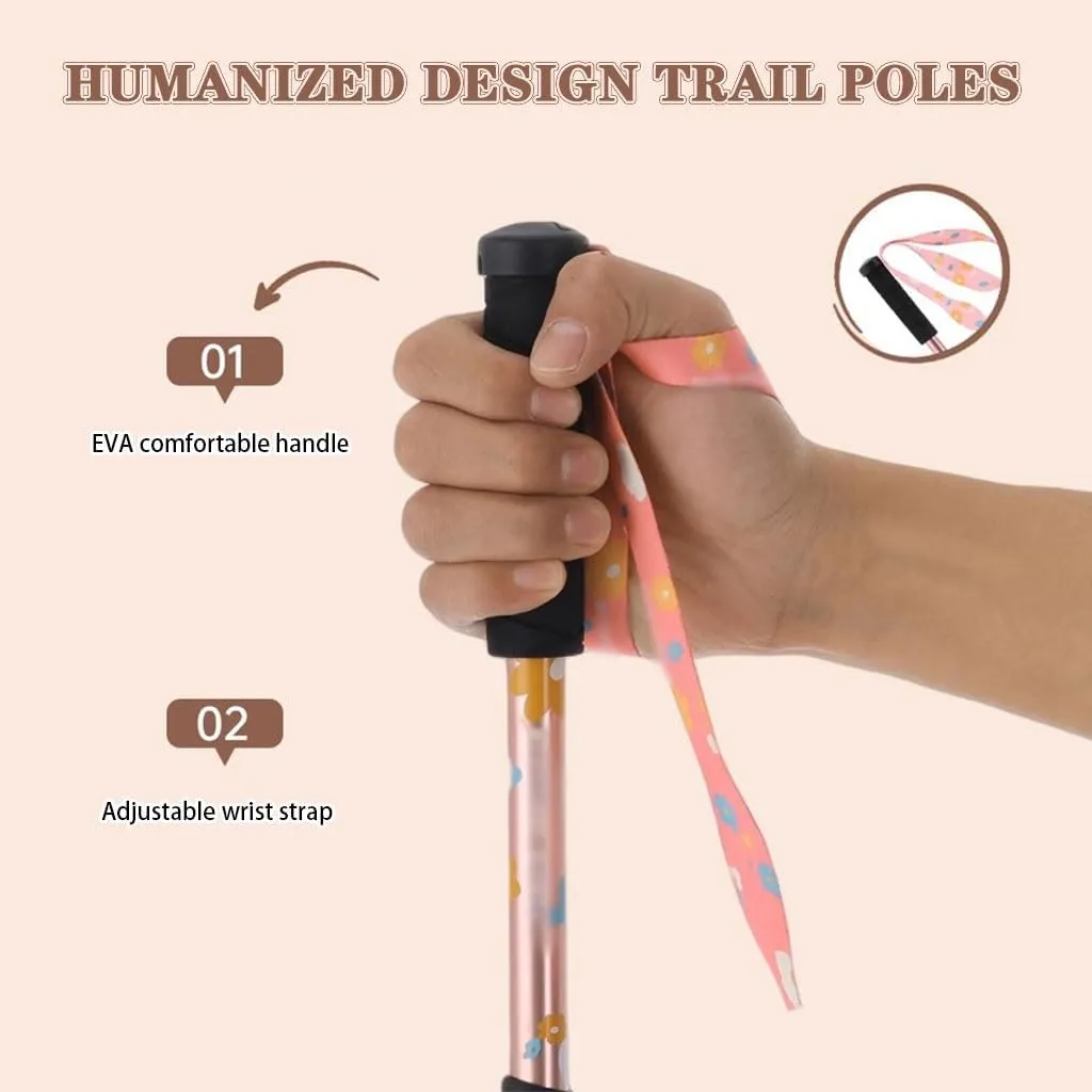 Cute Cartoon Trekking Poles, 3-Section Telescopic Climbing Equipment, Durable Aluminum Alloy Walking Stick, for Boys/Girls