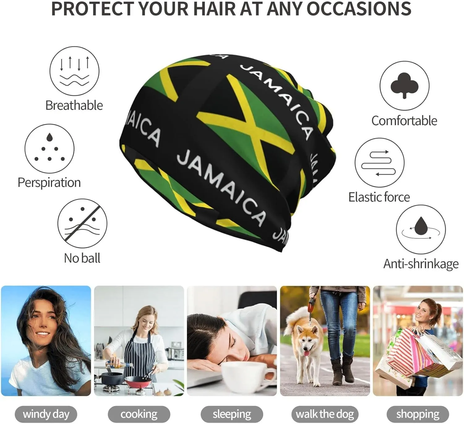 Cute Flag Multifunction Beanie Hat Slouchy Skull Cap Soft Stretch Patriotic Fashion Scarf for Men Women Adults