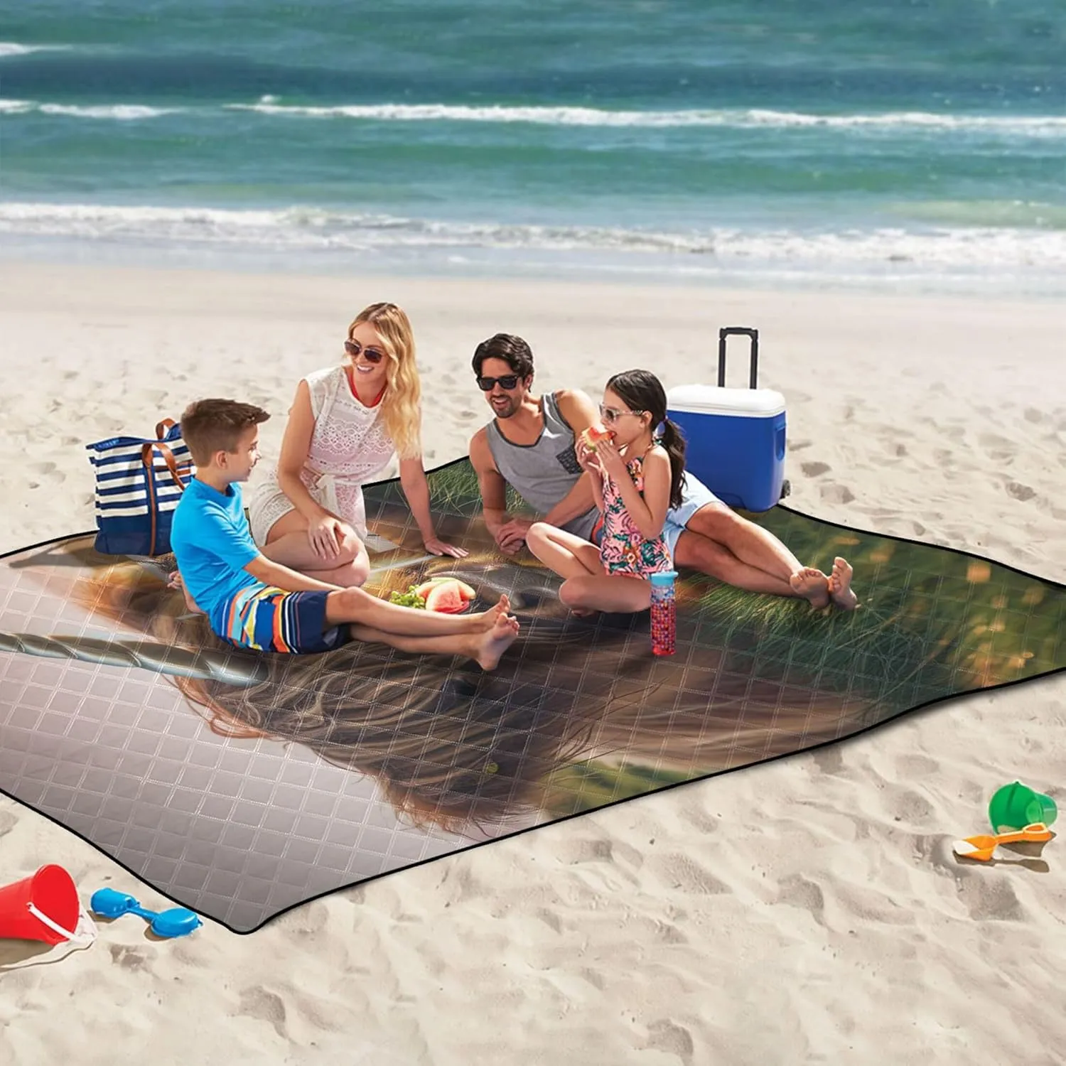 Cute Highland Cattle Unicorn Sand Blankets for Beach Sandproof Picnic Supplies Foldable Mat Print Camping Blanket for Grass 80" x 60"