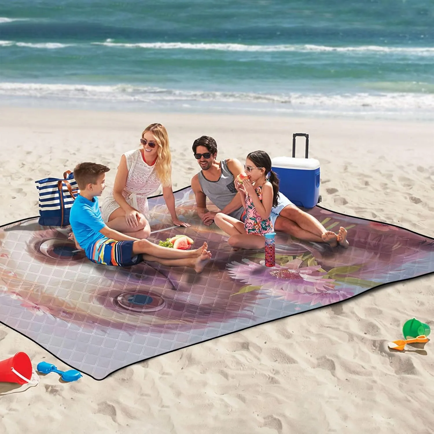 Cute Sloth Cartoon Sand Blankets for Beach Sandproof Cute Picnic Blanket Foldable Print Camping Blankets for Grass 80" x 60"
