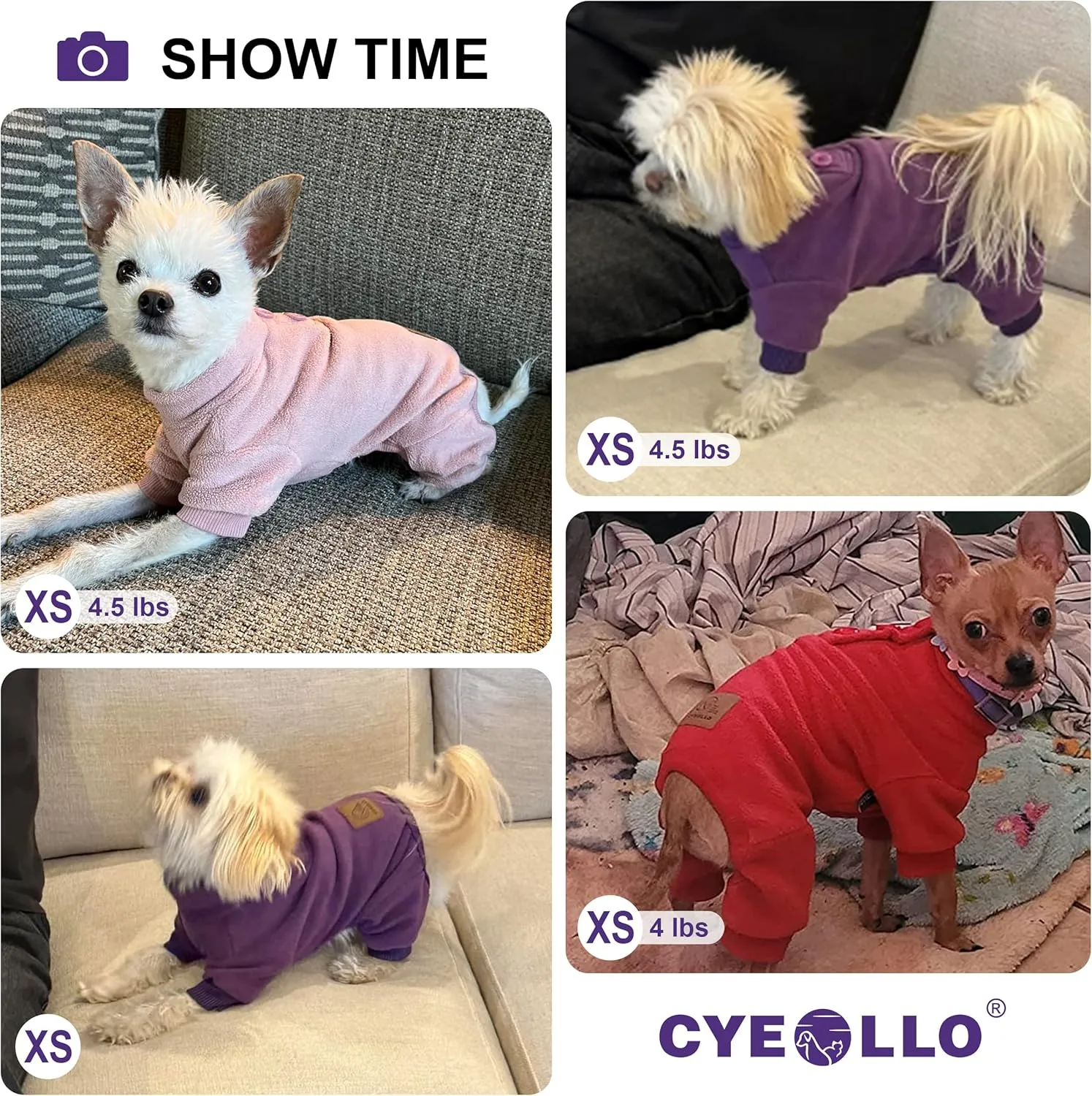 cyeollo Dog Pajamas Fleece Dog Pjs Thermal Dog Onesie Stretchy Jumpsuit Warm Puppy Small Dog Pajamas Cat Apparel Color Grey