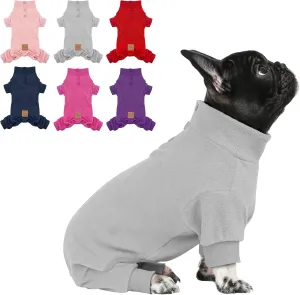 cyeollo Dog Pajamas Fleece Dog Pjs Thermal Dog Onesie Stretchy Jumpsuit Warm Puppy Small Dog Pajamas Cat Apparel Color Grey
