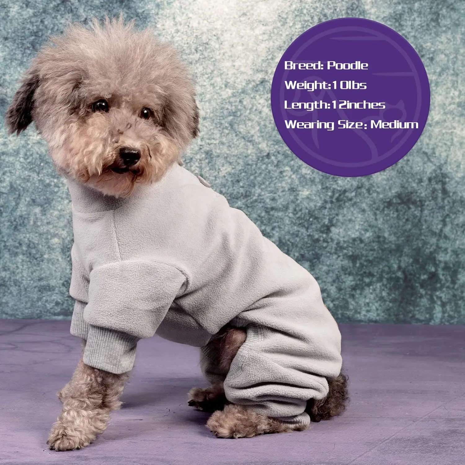 cyeollo Dog Pajamas Fleece Dog Pjs Thermal Dog Onesie Stretchy Jumpsuit Warm Puppy Small Dog Pajamas Cat Apparel Color Grey