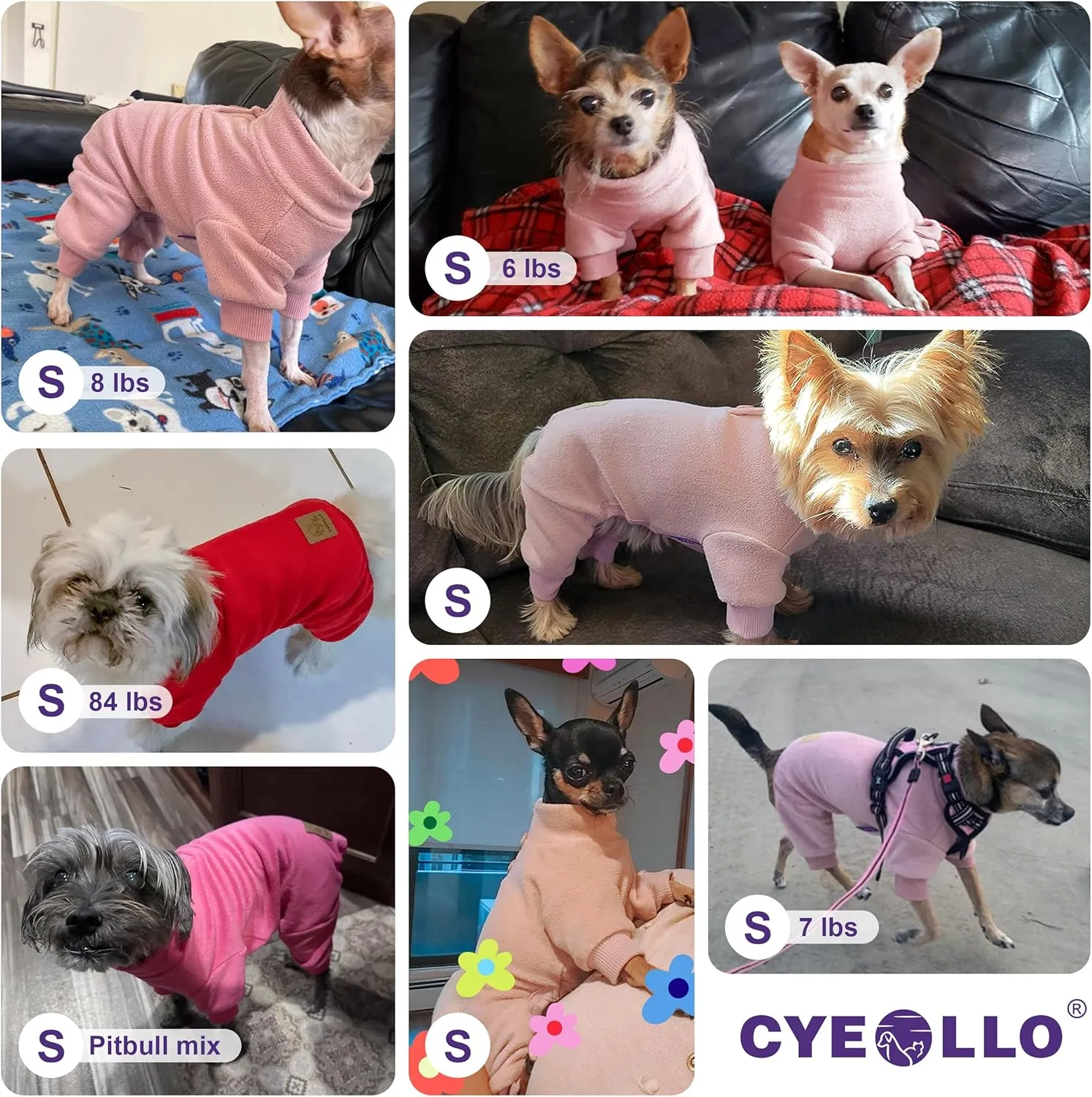 cyeollo Dog Pajamas for Small Dogs Fleece Dog Onesie Pjs Jumpsuit Thermal Stretchable Pet Apparel Warm Coat for Dogs Girls, Color Fuchsia