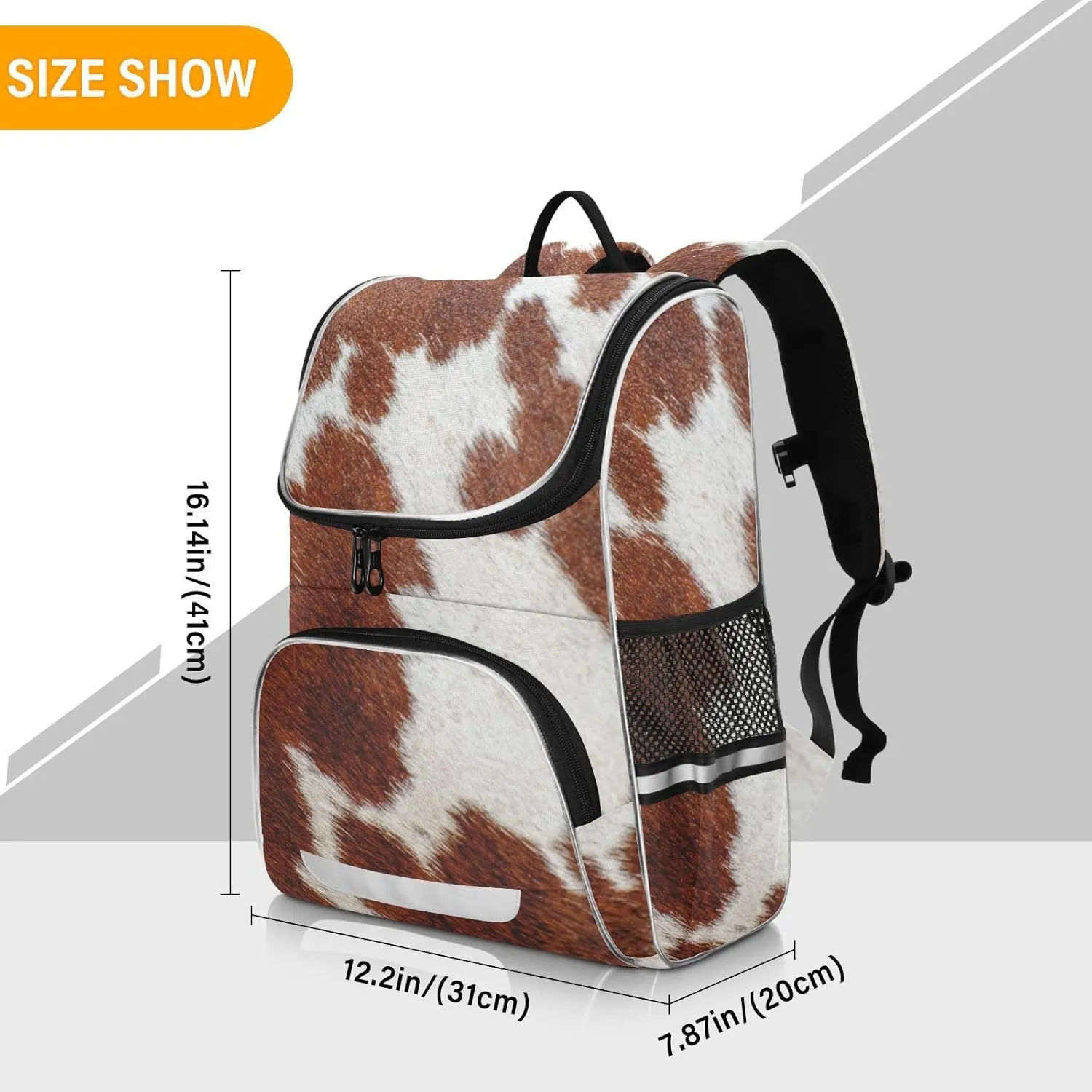 Dairy Cow Skin Print Large Backpacks, Creative Bookbag Lightweight Laptop Computer Bags Durable Travel Casual Daypacks for Teens Colloge Work Business Hiking 16 Inch