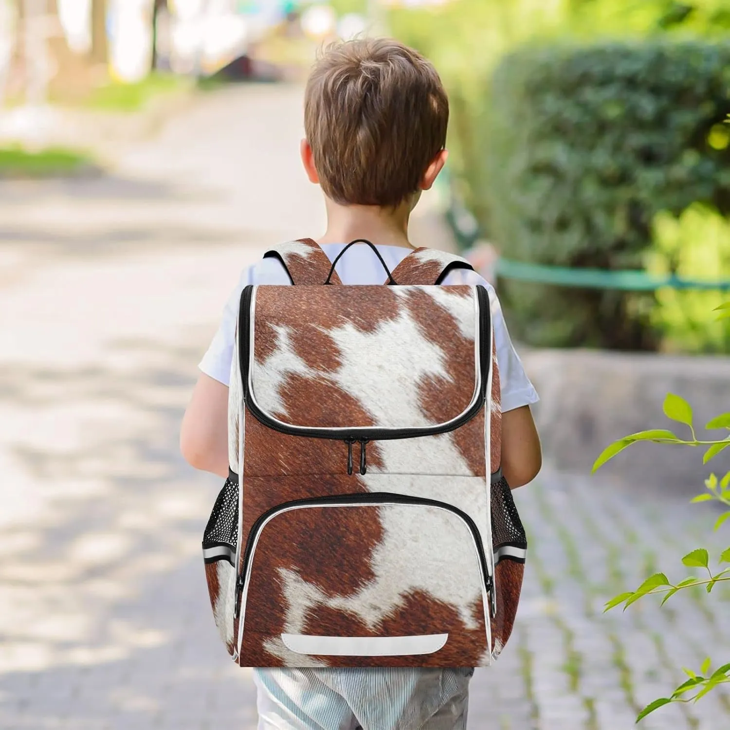 Dairy Cow Skin Print Large Backpacks, Creative Bookbag Lightweight Laptop Computer Bags Durable Travel Casual Daypacks for Teens Colloge Work Business Hiking 16 Inch