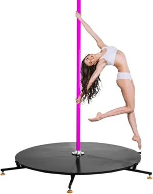 Dance Pole Stage Kit - Professional 45mm Stripper Pole Spinning Static Dancing Pole Removable Portable Dance Pole Stage with Mobile Trolley for Indoor Outdoor Performance, Height 3.1m