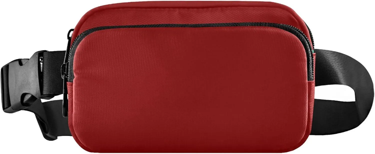 Dark Red Fanny Belt Bag Waist Packs Crossbody Bags Bum Bag for Running Hiking Travel Workout Adjustable Strap for Women Men