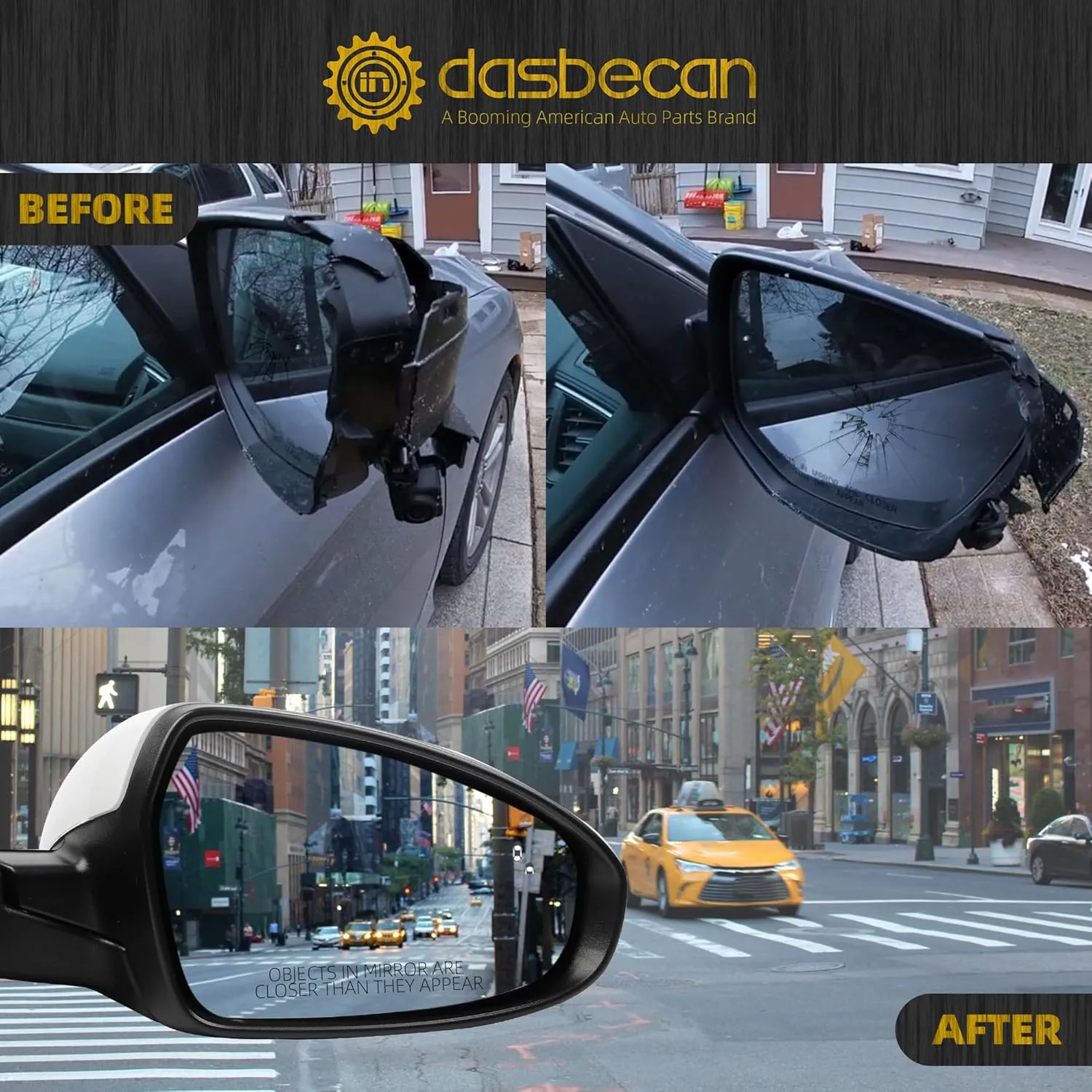 Dasbecan Right Passenger Side Mirror DIY Paintable Compatible With 2019-2024 KIA Forte View Mirror With Power Glass/Heated/Turn Signal/Blind Spot/Manual Folding KI1321225 87620M7070 (8Pins)