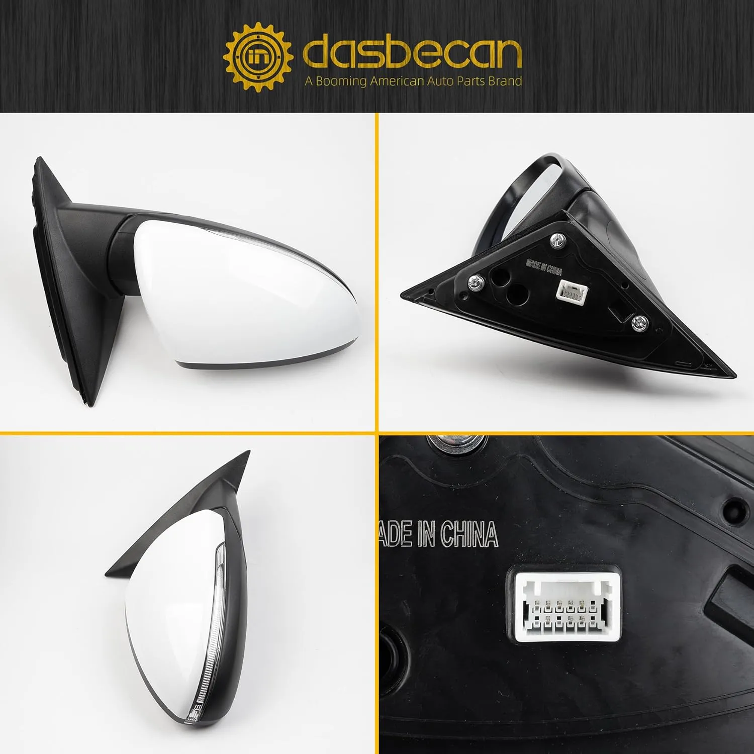Dasbecan Right Passenger Side Mirror DIY Paintable Compatible With 2019-2024 KIA Forte View Mirror With Power Glass/Heated/Turn Signal/Blind Spot/Manual Folding KI1321225 87620M7070 (8Pins)