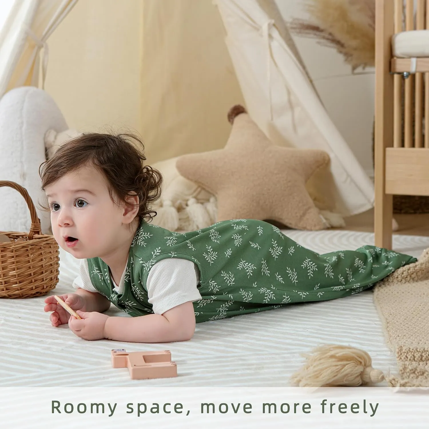 DaysU Baby Sleep Sack 6-12 Months Stretchy, Baby Boy Wearable Blanket 2-Way Zipper TOG 0.5, Breathable Lightweight Baby Sleeping Bag 2 Pack, Jungle & Leaf, Medium