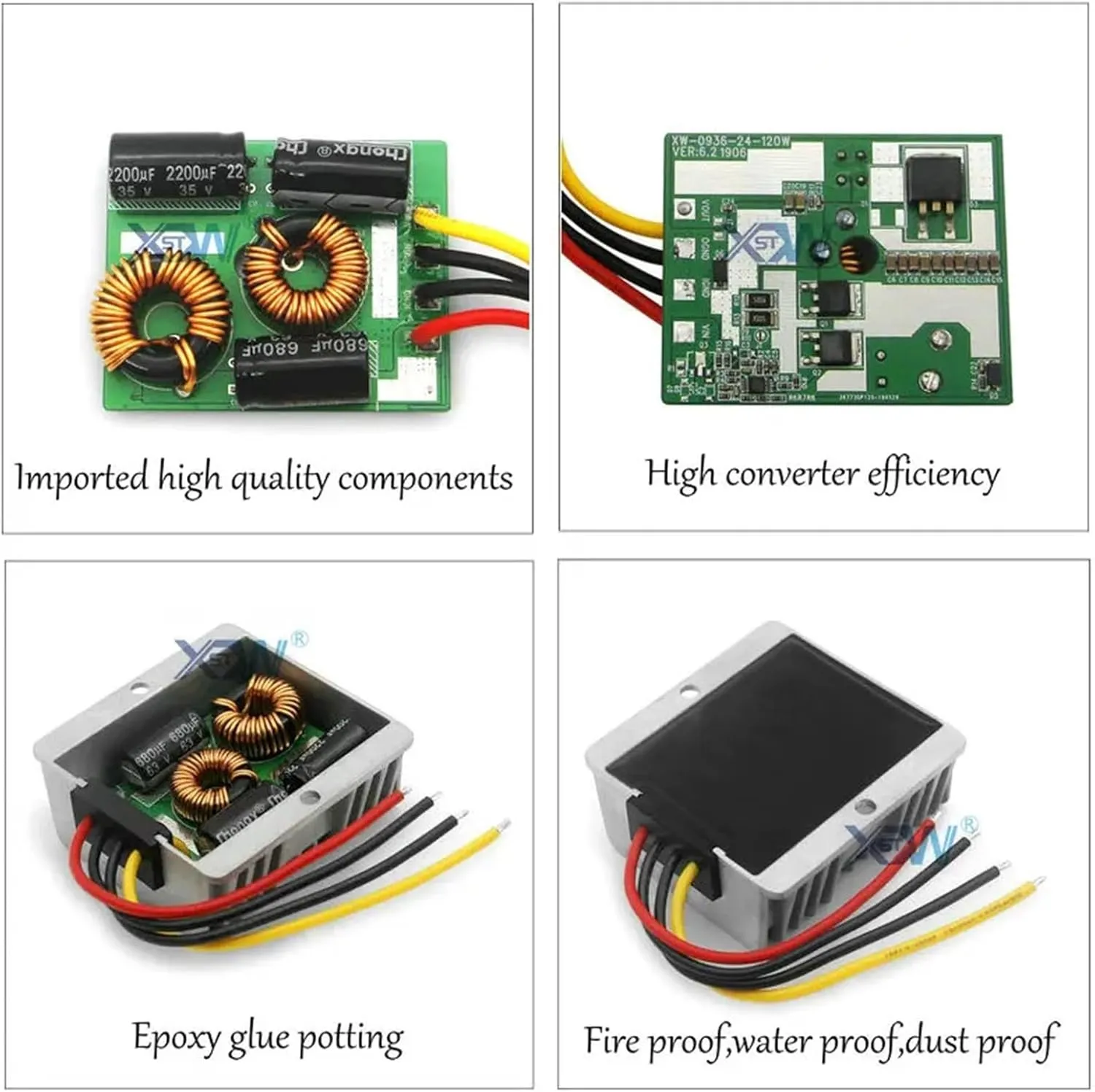 DC DC Converter 48V60V to 36V Step Down Voltage Regulator 1-60A Buck Power Reducer Inverter Module Waterproof for Solar(13A Aluminum L,60V-36V)