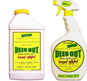Deer Out Deer Repellent - Starter Combo Kit: 40oz Ready to Use Spray & 32oz Concentrate