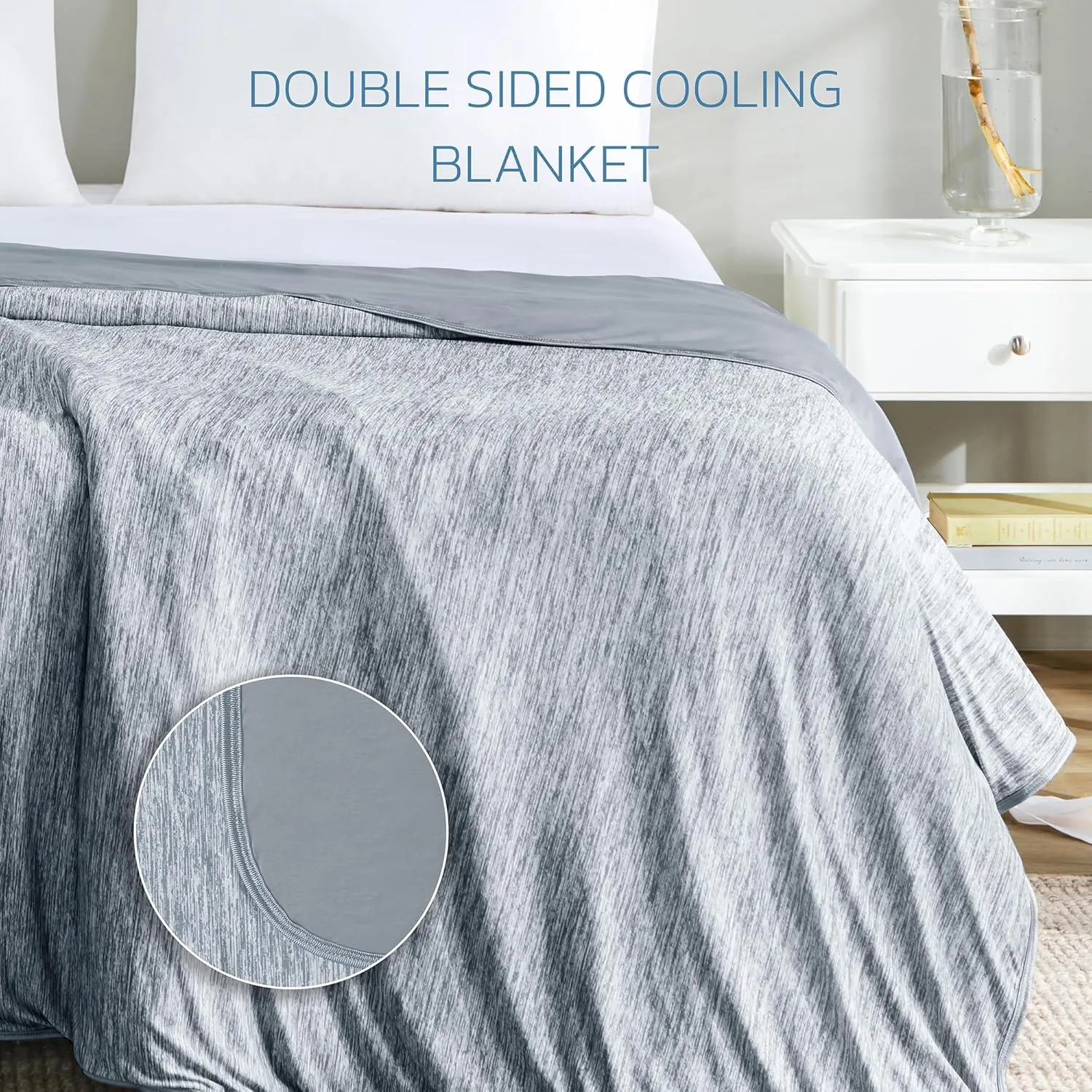 Degrees of Comfort Cooling Blankets for Hot Sleepers - King Summer Cold Blankets for Bed Sleeping, Absorbs Heat to Keep Body Cool, Soft & Cozy, Grey 108"x90"