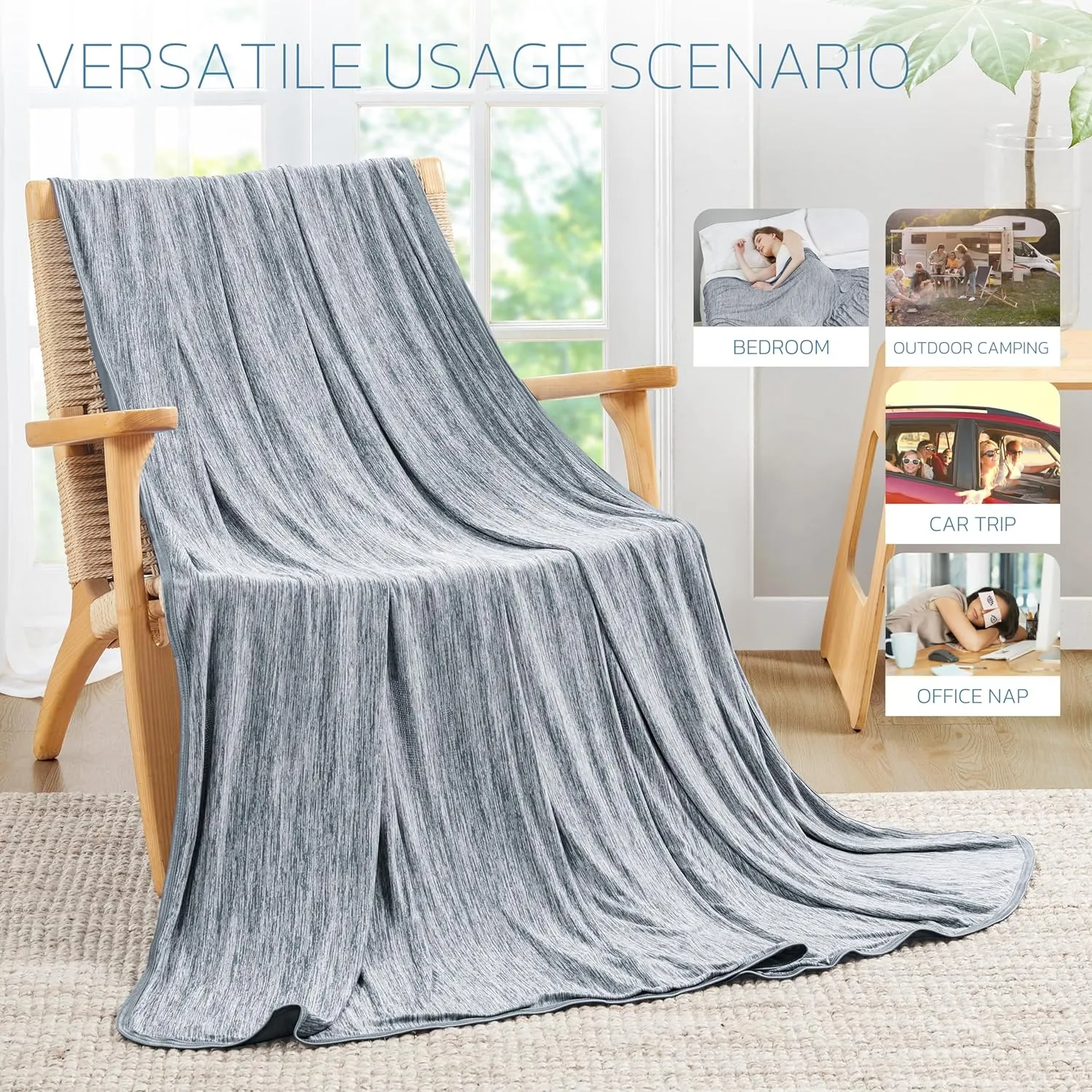 Degrees of Comfort Cooling Blankets for Hot Sleepers - King Summer Cold Blankets for Bed Sleeping, Absorbs Heat to Keep Body Cool, Soft & Cozy, Grey 108"x90"