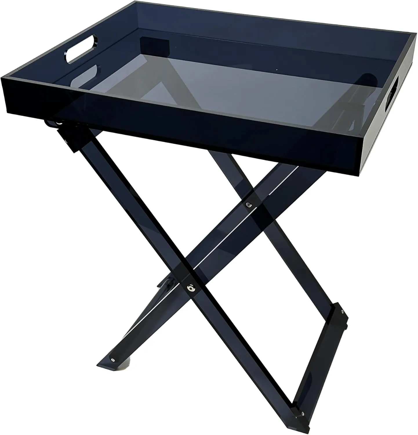 Designstyles Acrylic Folding Tray Table – Modern Chic Accent Desk - Kitchen and Bar Serving Table - Elegant Clear Design (Smoked)