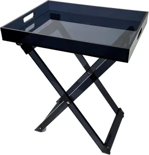 Designstyles Acrylic Folding Tray Table – Modern Chic Accent Desk - Kitchen and Bar Serving Table - Elegant Clear Design (Smoked)
