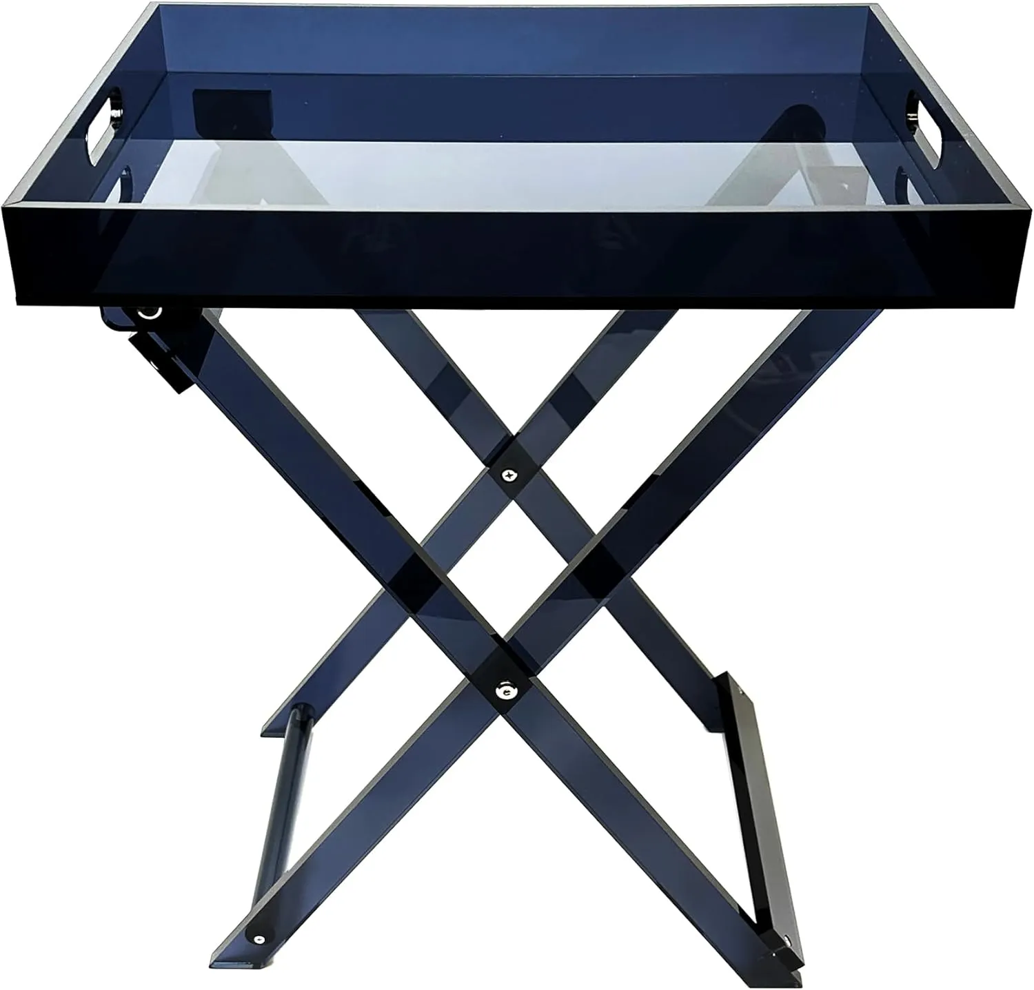 Designstyles Acrylic Folding Tray Table – Modern Chic Accent Desk - Kitchen and Bar Serving Table - Elegant Clear Design (Smoked)