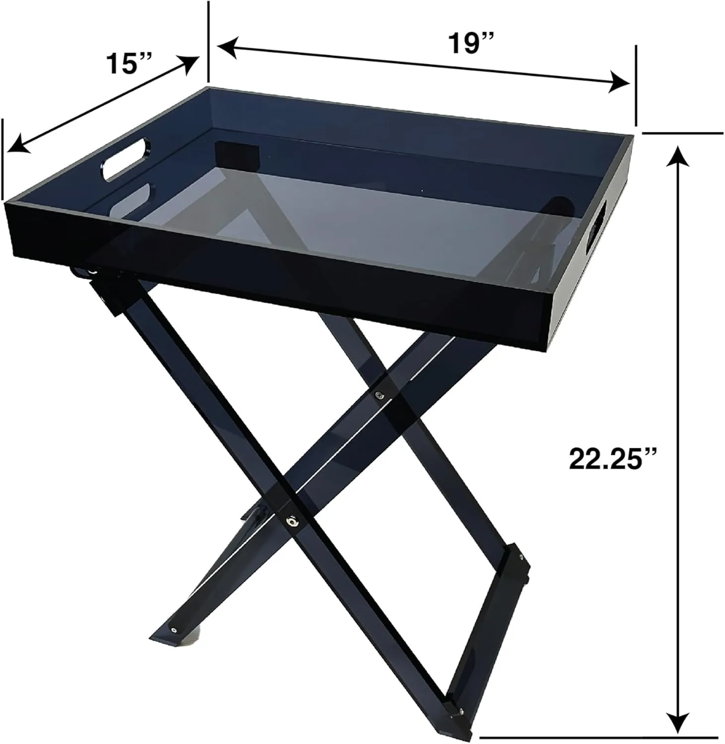 Designstyles Acrylic Folding Tray Table – Modern Chic Accent Desk - Kitchen and Bar Serving Table - Elegant Clear Design (Smoked)