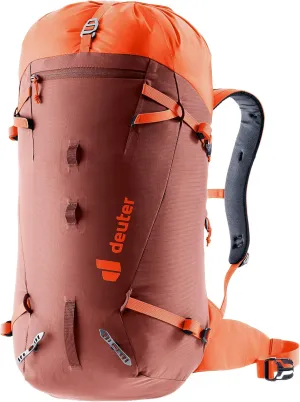 Deuter Guide 30L Backpack I Lightweight Alpine Climbing & Mountaineering Pack - Redwood-Papaya
