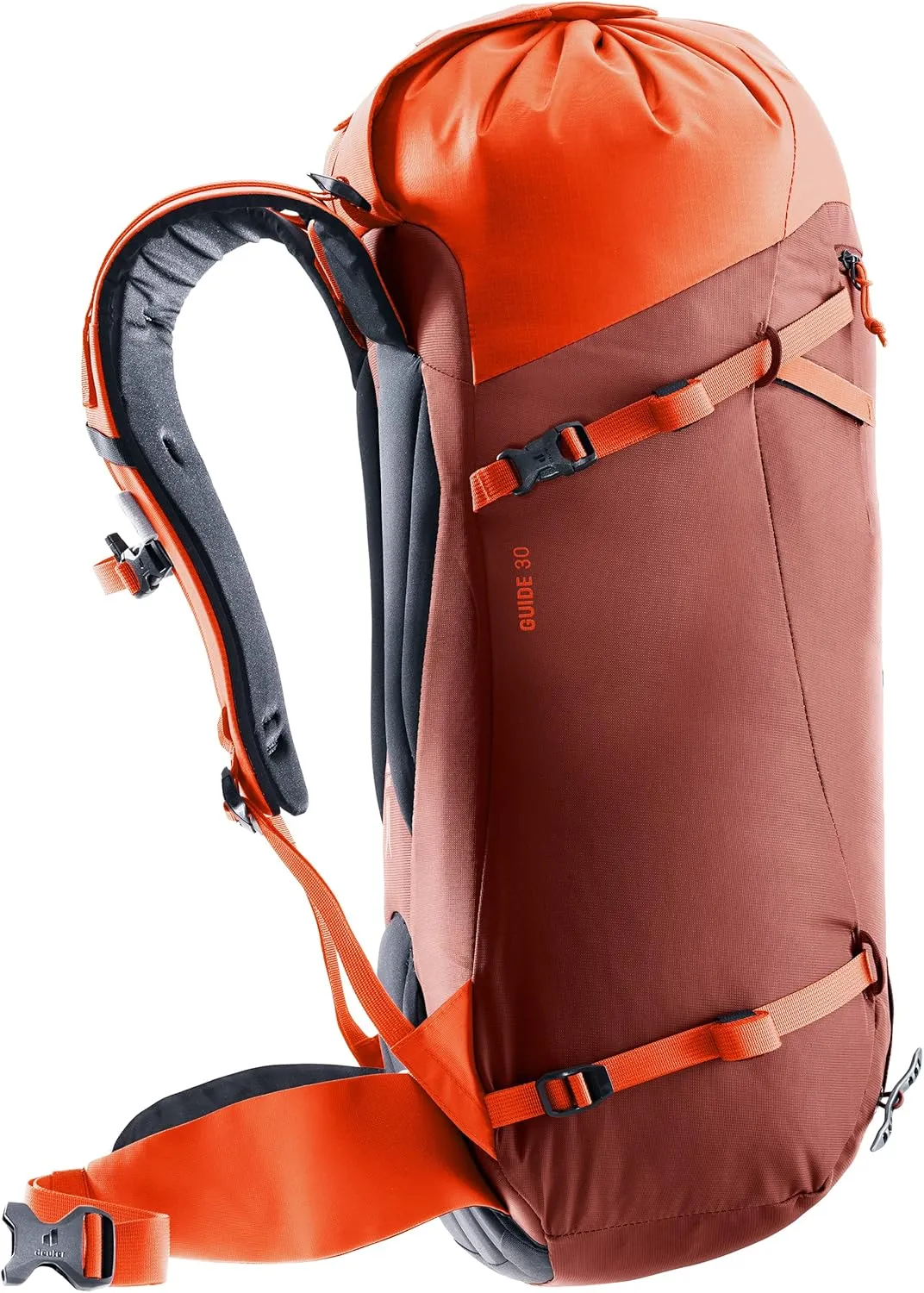 Deuter Guide 30L Backpack I Lightweight Alpine Climbing & Mountaineering Pack - Redwood-Papaya