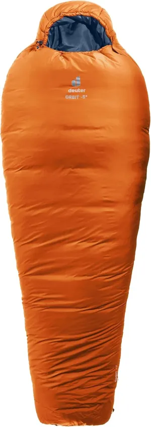 deuter Orbit-5° Synthetic Fiber Sleeping Bag, Men's, Camping Gear and Equipment, Chestnut-Ink, Regular