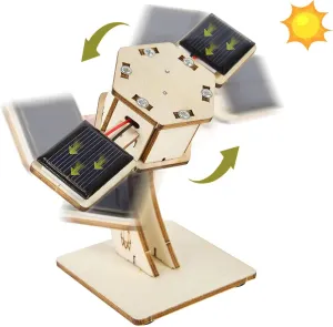 DIY Rotating Solar Satellite - 3D Wooden Puzzle Building Toy.STEM Educational Science Craft Model Kit for Kids.Creative Artificial Satellite Space Model.Clear English Instruction.