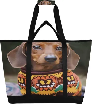 Dog Reusable Insulated Cooler Bag with Ice Pack Compartment - Large 47L Waterproof Thermal Grocery Tote for Picnic Beach Camping Lunch Storage